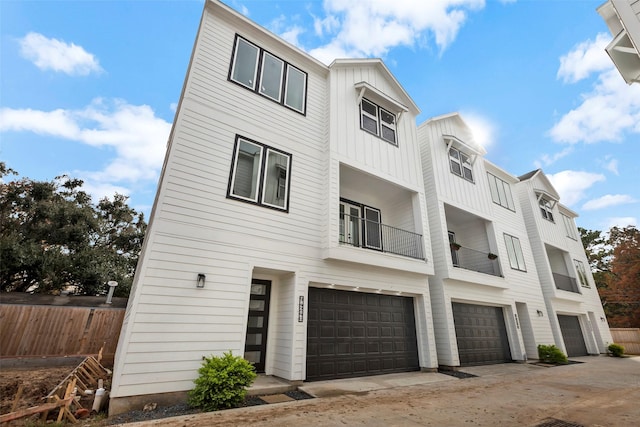 exterior space featuring a garage