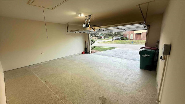 garage with a garage door opener