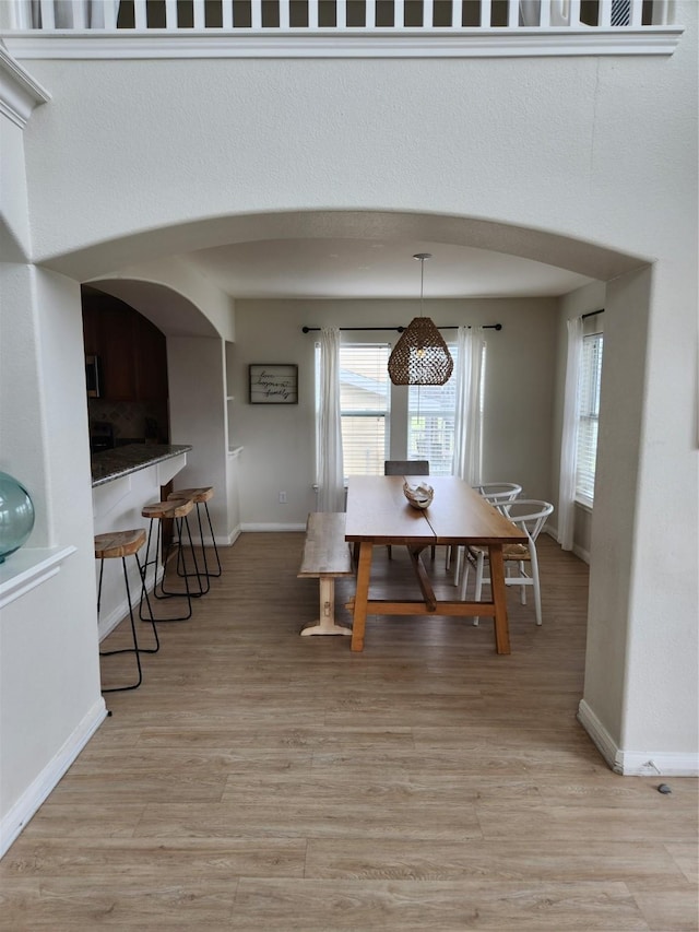 22901 Buena St, Galveston, TX 77554 - dining area with light hardwood / wood-style floors