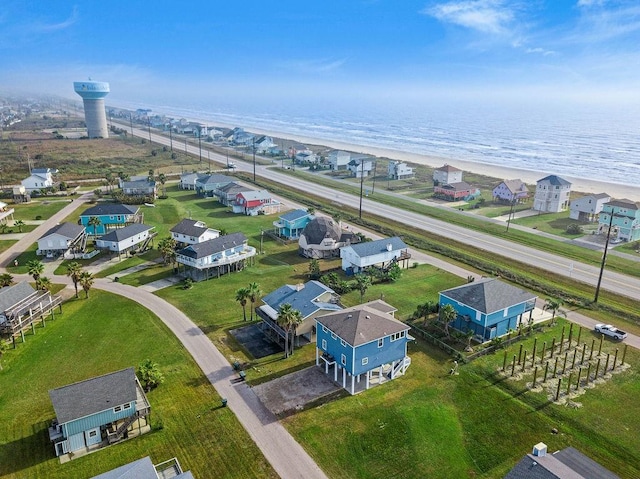 22901 Buena St, Galveston, TX 77554 - drone / aerial view featuring a view of the beach and a water view