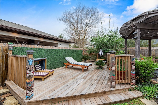 deck featuring a pergola