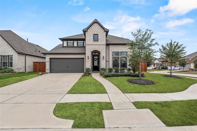 french country home featuring a front lawn