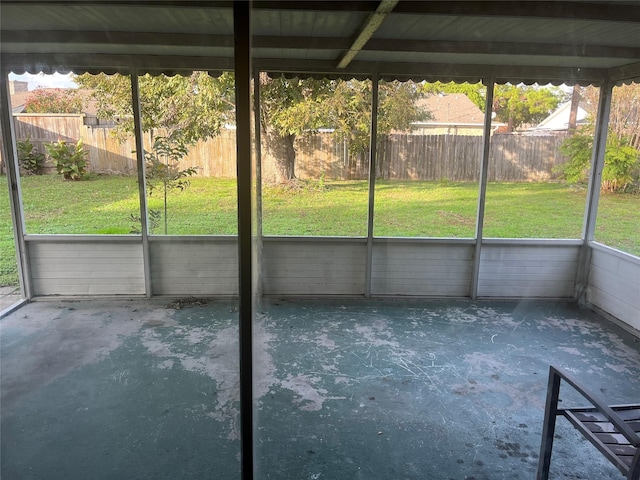 view of unfurnished sunroom