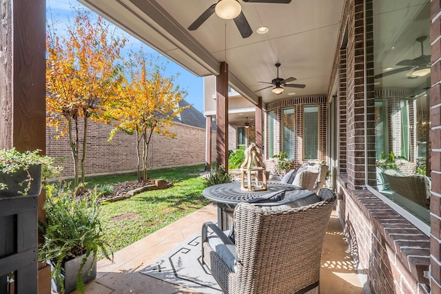 view of patio / terrace with ceiling fan