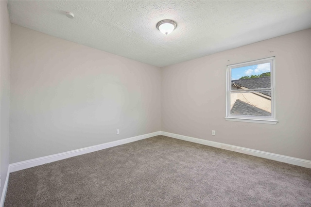 empty room featuring a textured ceiling and carpet floors