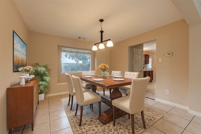 view of tiled dining room