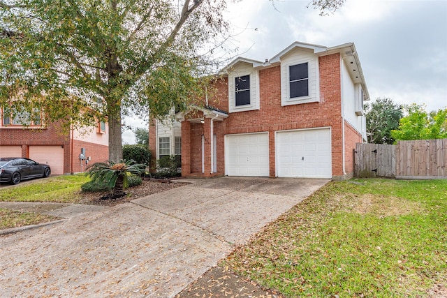 front facade with a garage