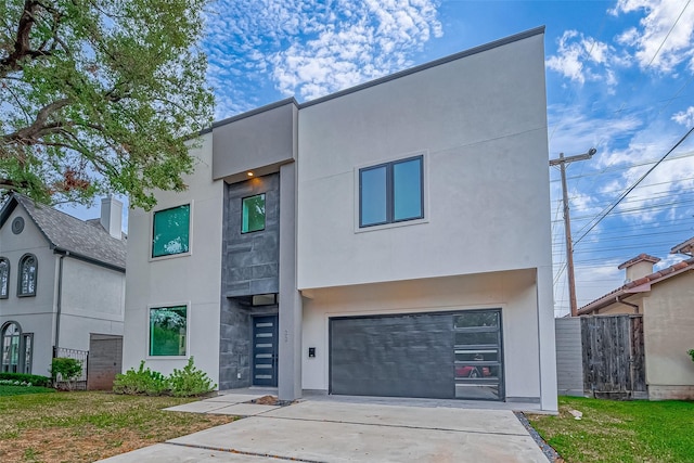 contemporary house featuring a garage