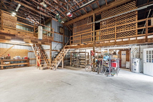 garage featuring electric water heater