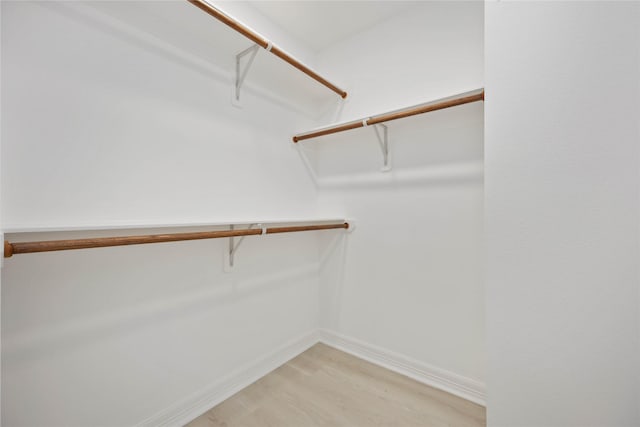 spacious closet with light hardwood / wood-style flooring