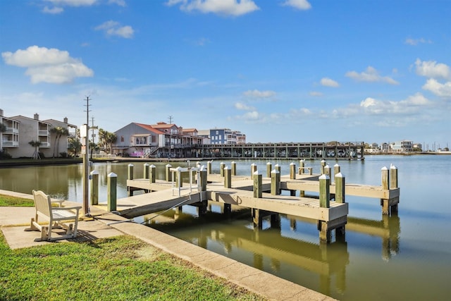 view of dock featuring a water view