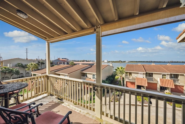 balcony with a water view