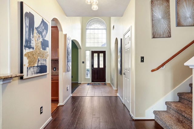 foyer entrance featuring hardwood / wood-style flooring