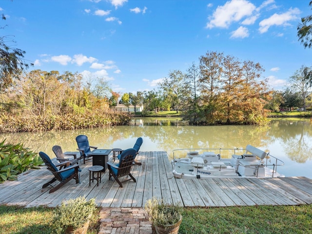 view of dock featuring a water view