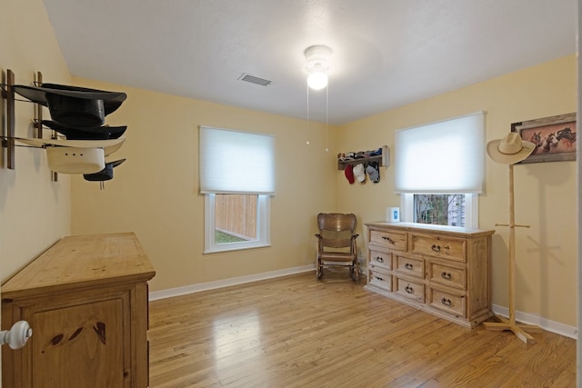 interior space with light hardwood / wood-style flooring