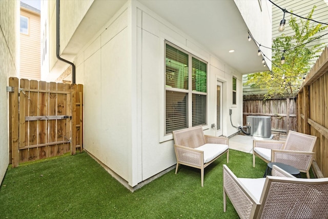 exterior space featuring a patio and central AC unit