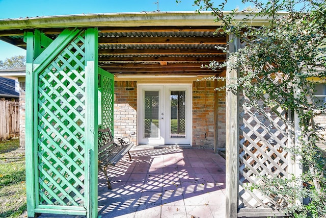 view of patio / terrace featuring french doors