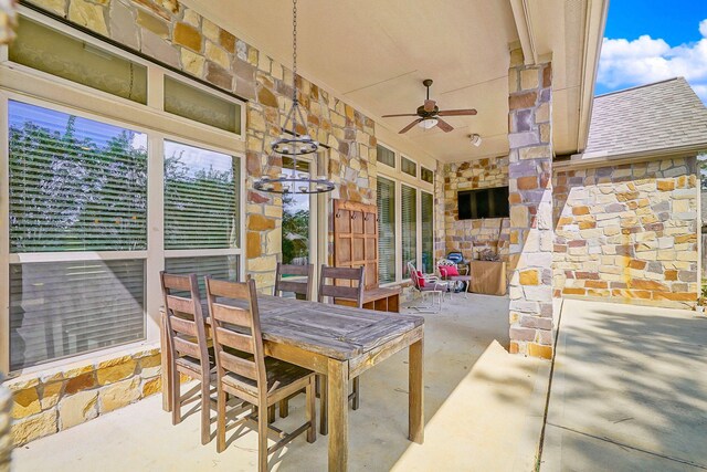 view of patio / terrace featuring ceiling fan