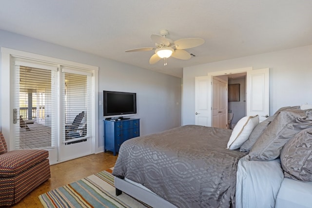 bedroom featuring ceiling fan