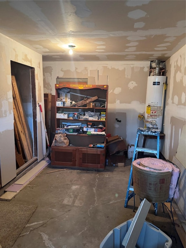 storage area with gas water heater