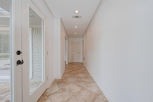 corridor with ornamental molding