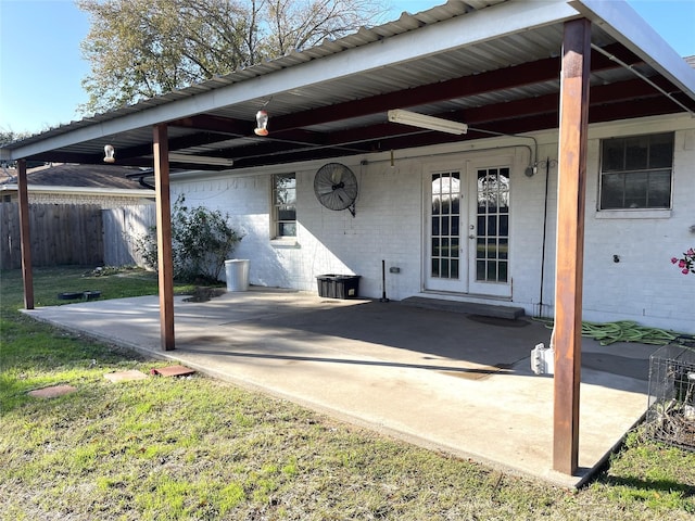 view of patio featuring french doors