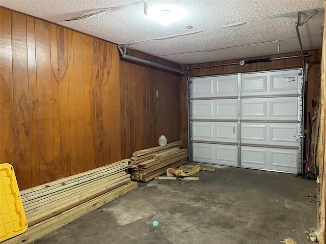 garage with wooden walls