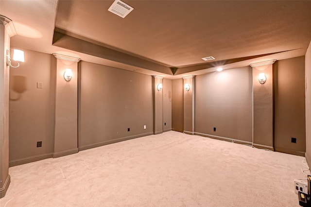 home theater with carpet floors