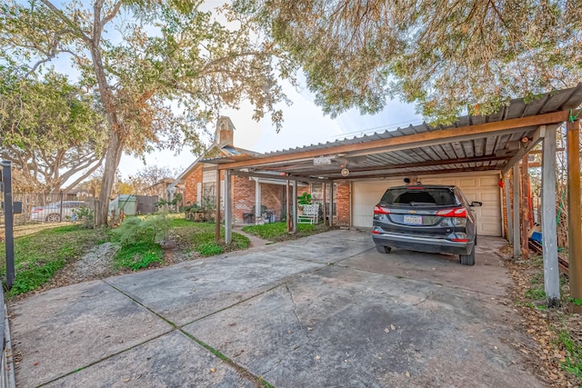 exterior space featuring a garage