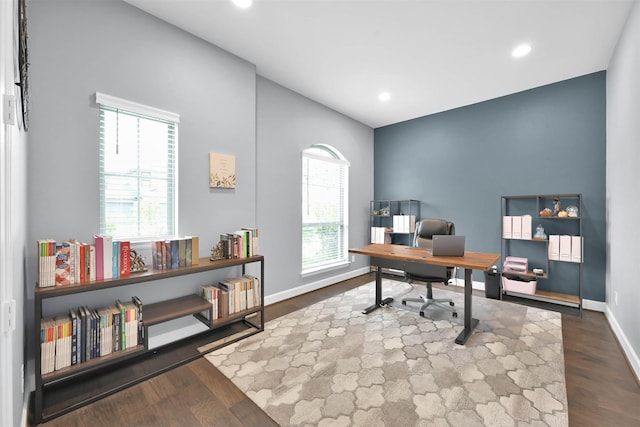 office area featuring wood-type flooring