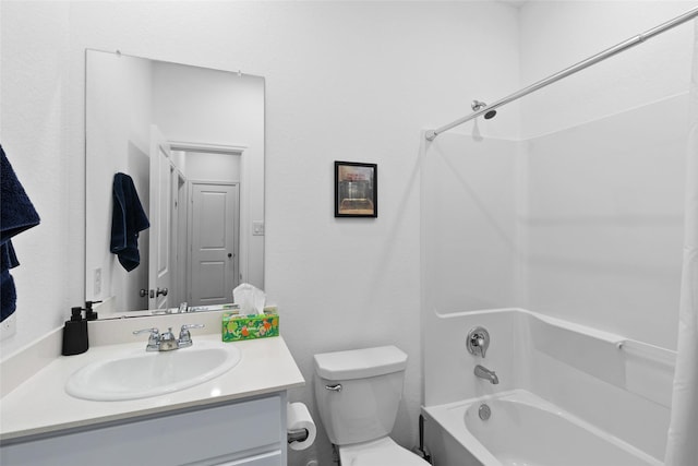 full bathroom featuring vanity, toilet, and shower / bathtub combination