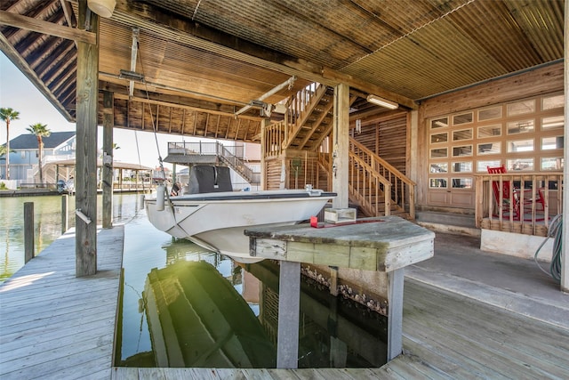 dock area featuring a water view