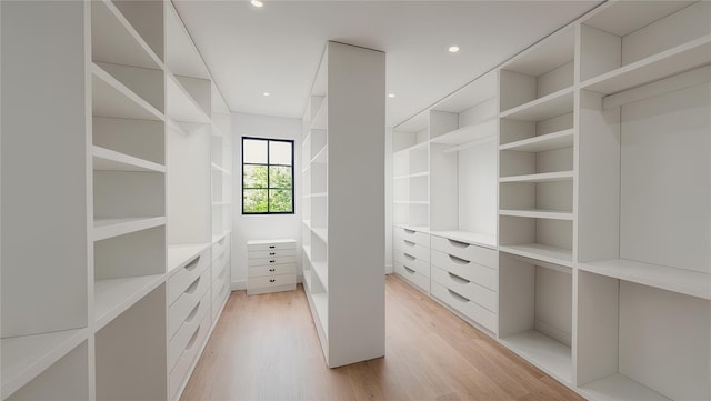 walk in closet featuring light wood-type flooring