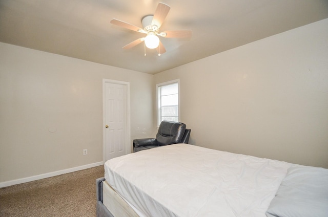 bedroom with carpet and ceiling fan