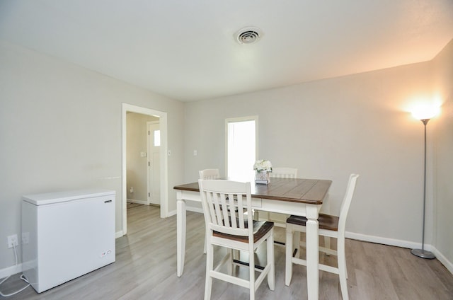 dining room with light hardwood / wood-style flooring