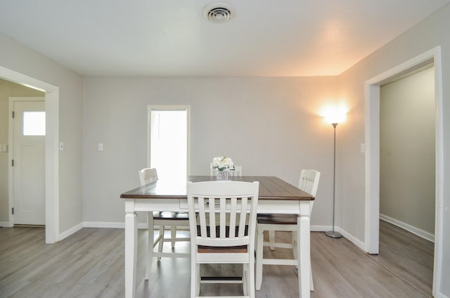 dining room with light hardwood / wood-style floors