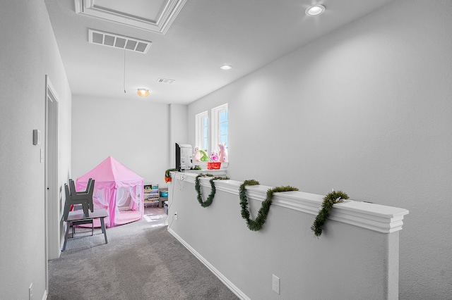 game room featuring carpet flooring