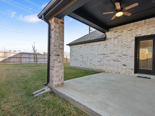 view of patio / terrace with ceiling fan