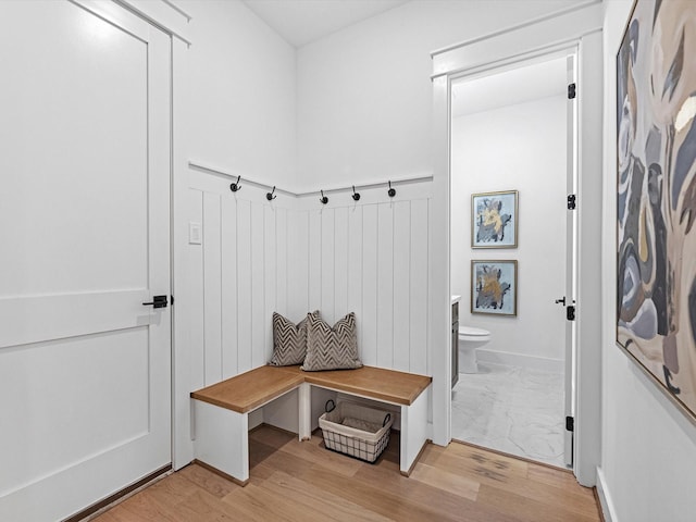 mudroom featuring light wood-type flooring