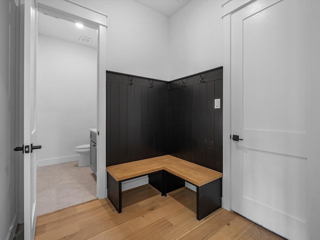 mudroom with light wood-type flooring