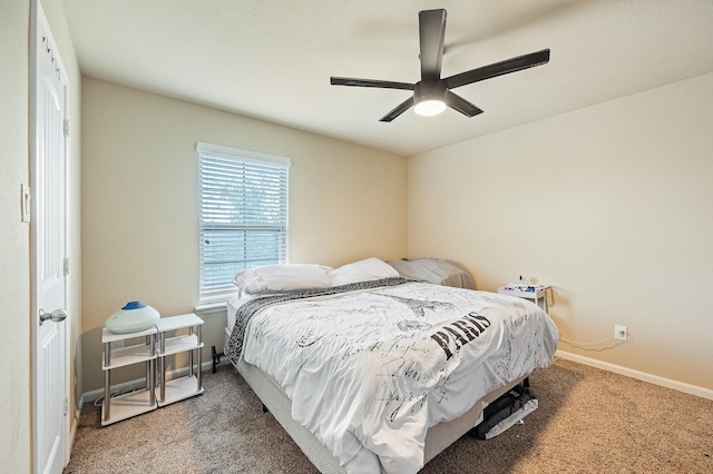 bedroom with carpet and ceiling fan