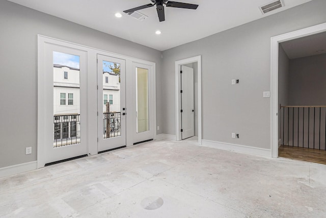 spare room with ceiling fan