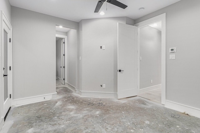 unfurnished bedroom with ceiling fan