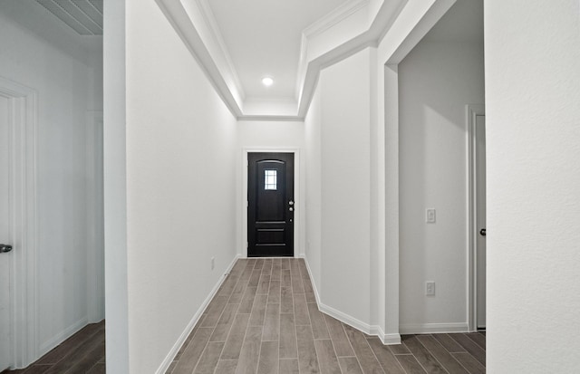 hallway with crown molding