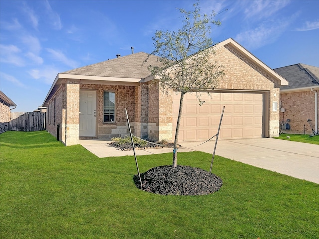 exterior space with a garage and a yard