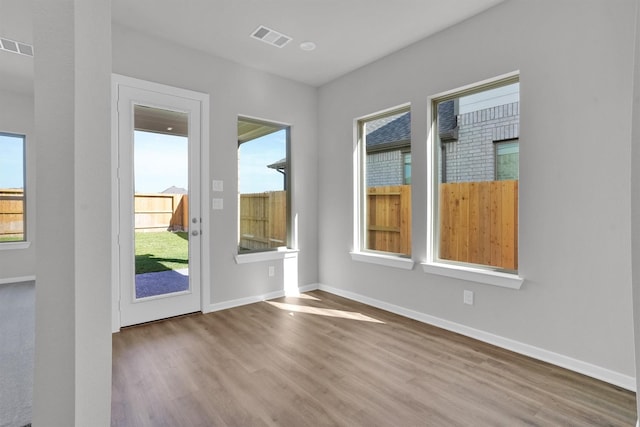 interior space with light hardwood / wood-style floors