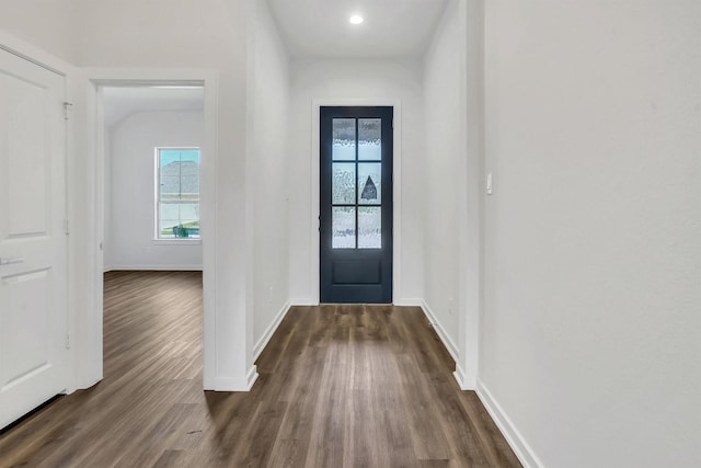 doorway to outside featuring dark hardwood / wood-style floors