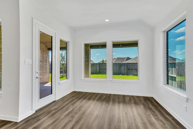 spare room featuring dark hardwood / wood-style floors and a wealth of natural light