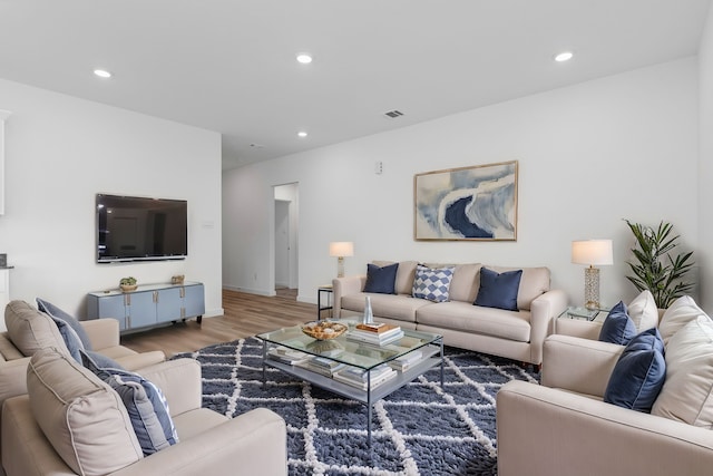 living room with wood-type flooring