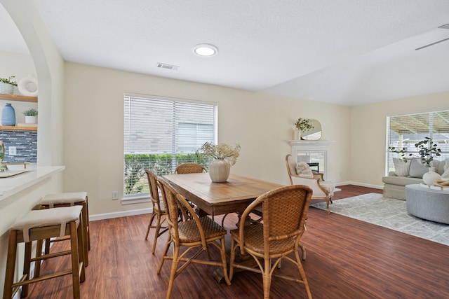 dining room with a healthy amount of sunlight and wood-type flooring